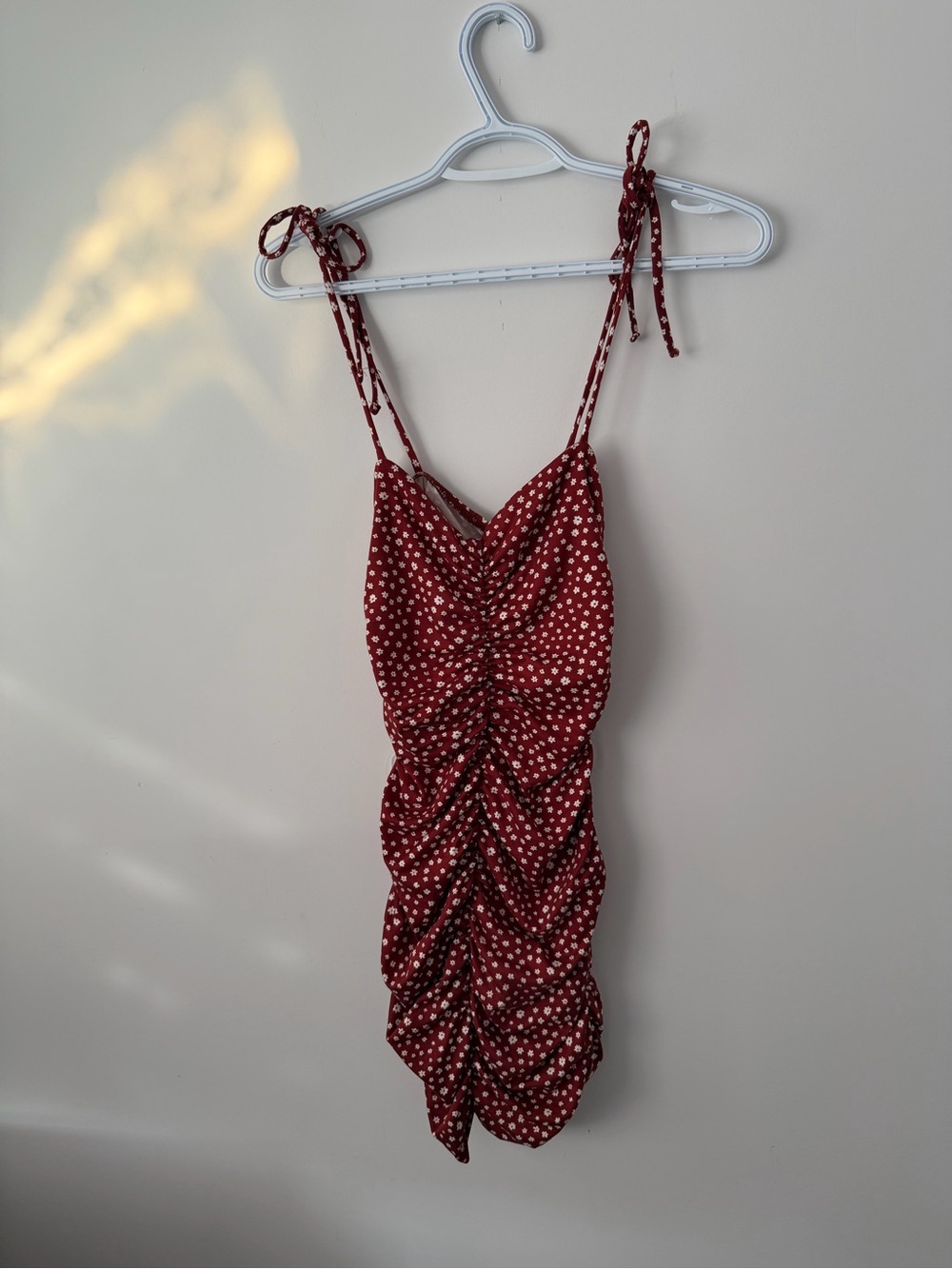 Windsor Burgundy Red Polka Dot Ruched Kids One-Piece